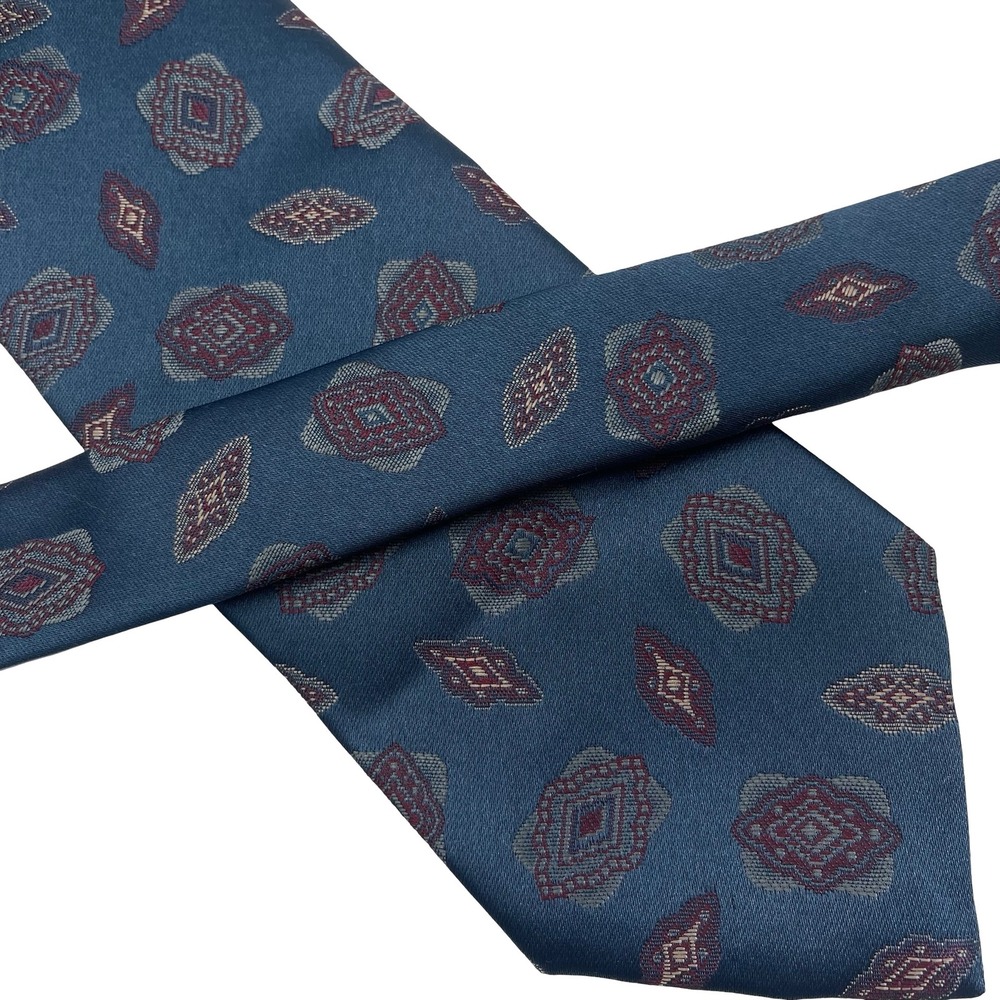 The Mens Store Necktie Tie Mens Blue Geometric‎ Medallion Gems Silk Blend Formal